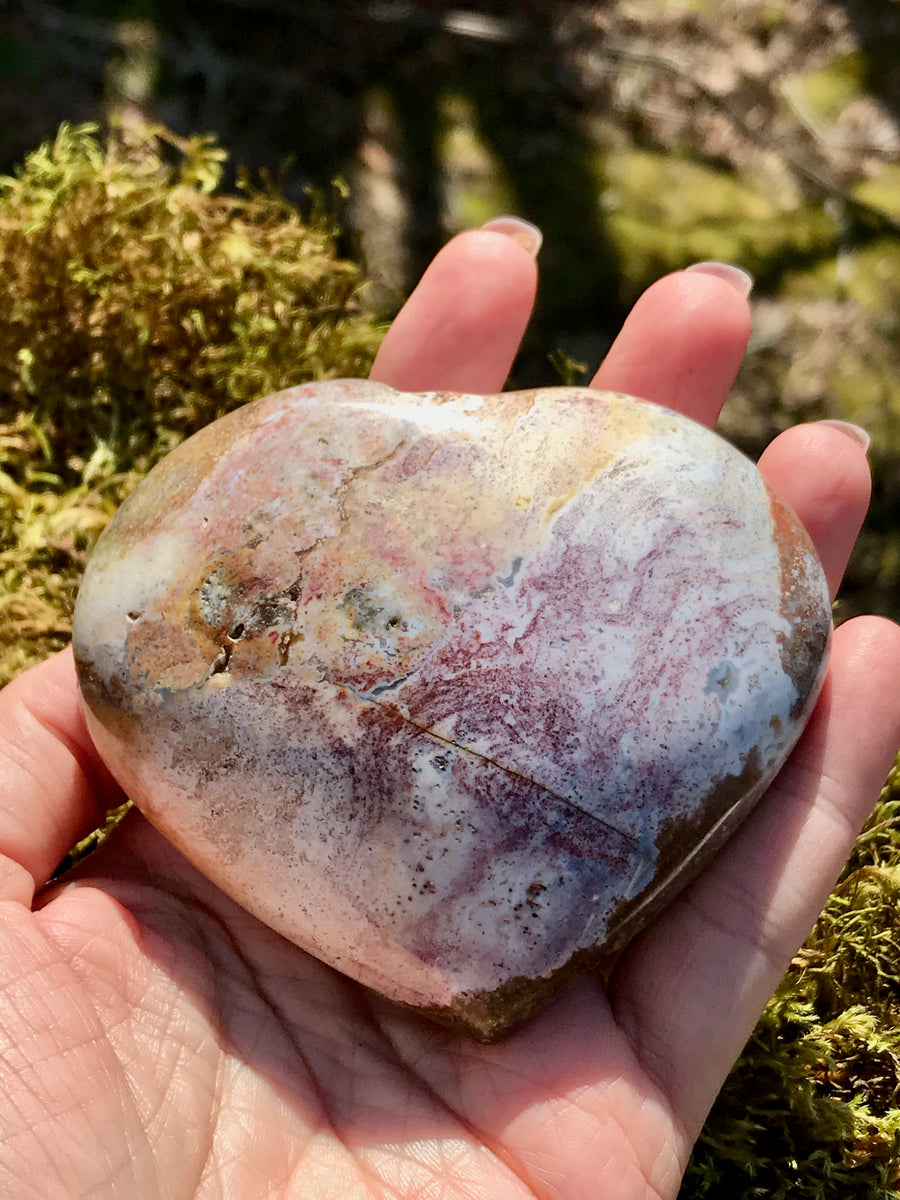 Pink Ocean Jasper Heart XL