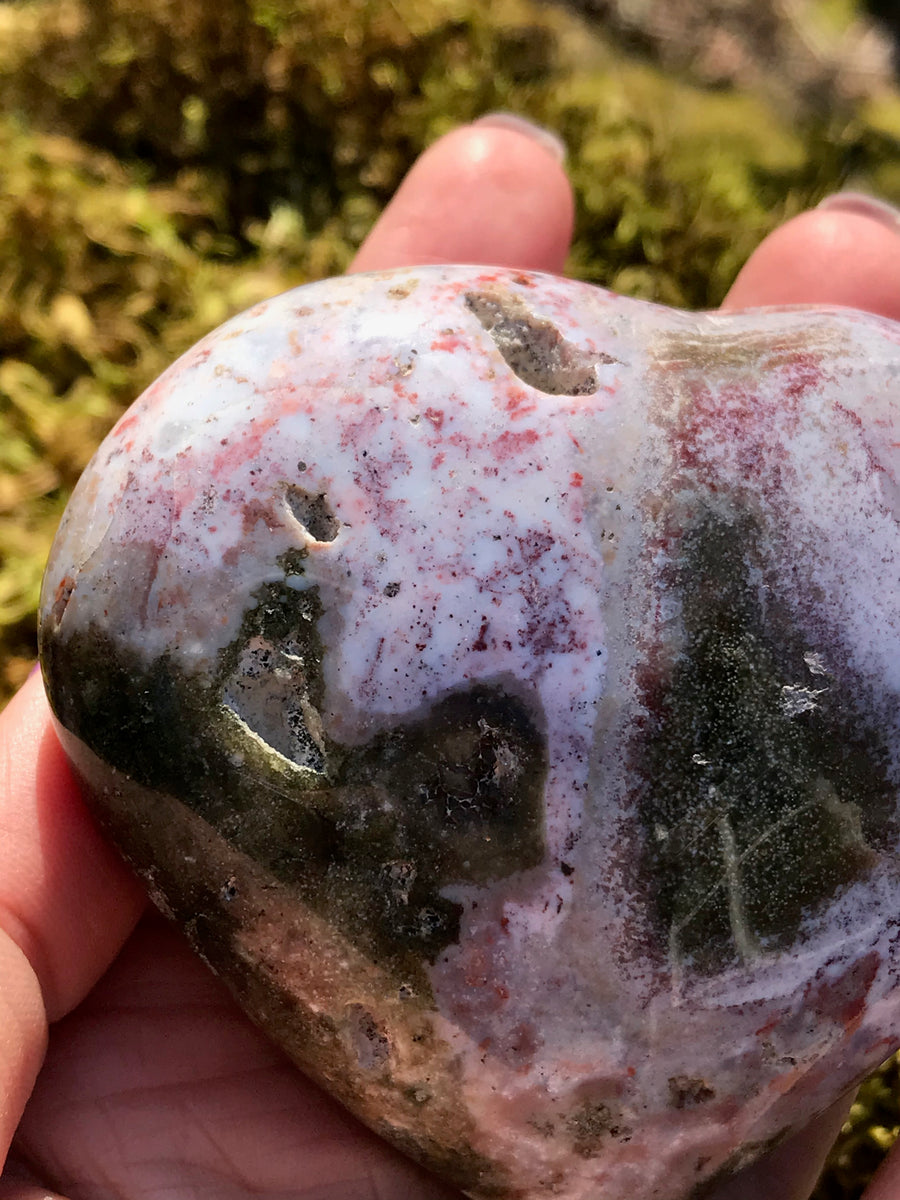 Pink Ocean Jasper Druzy Heart XL