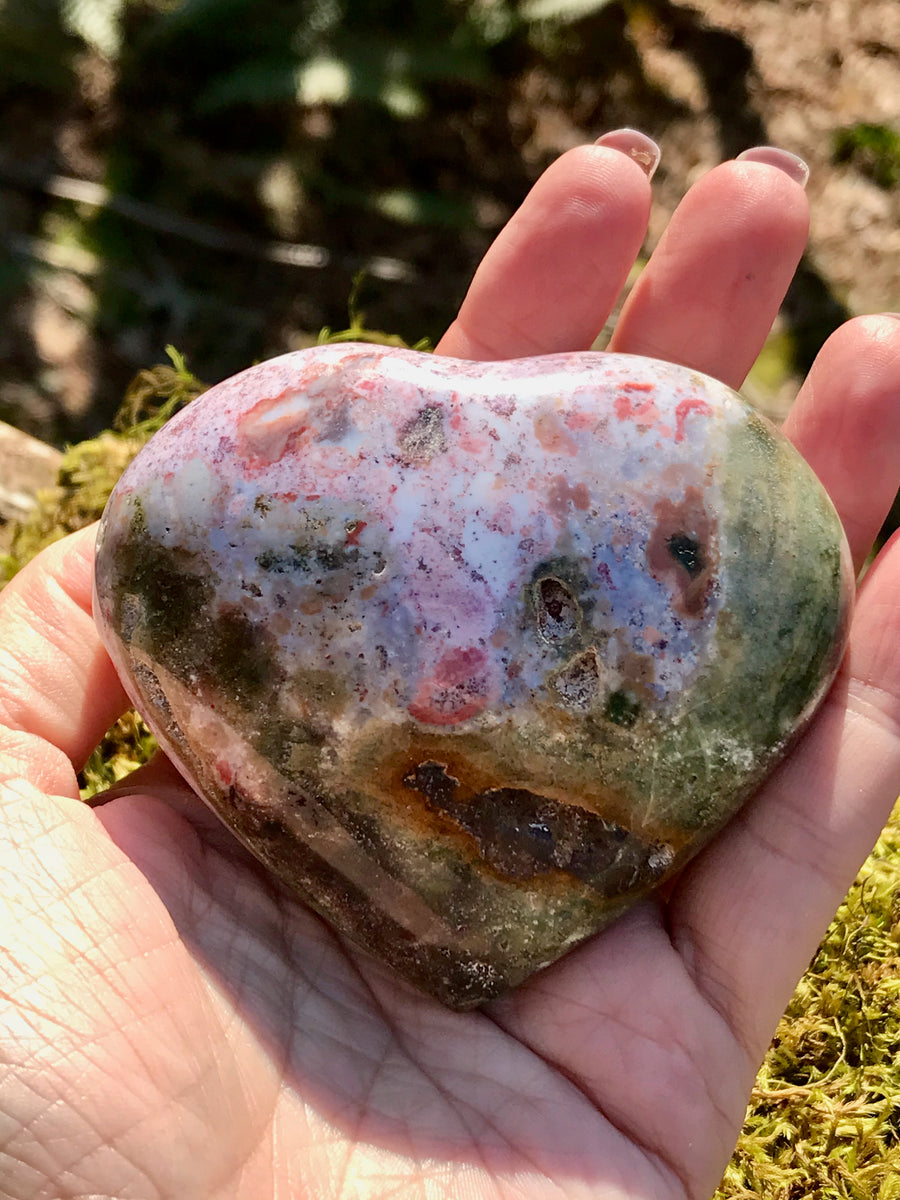 Pink Ocean Jasper Druzy Heart XL