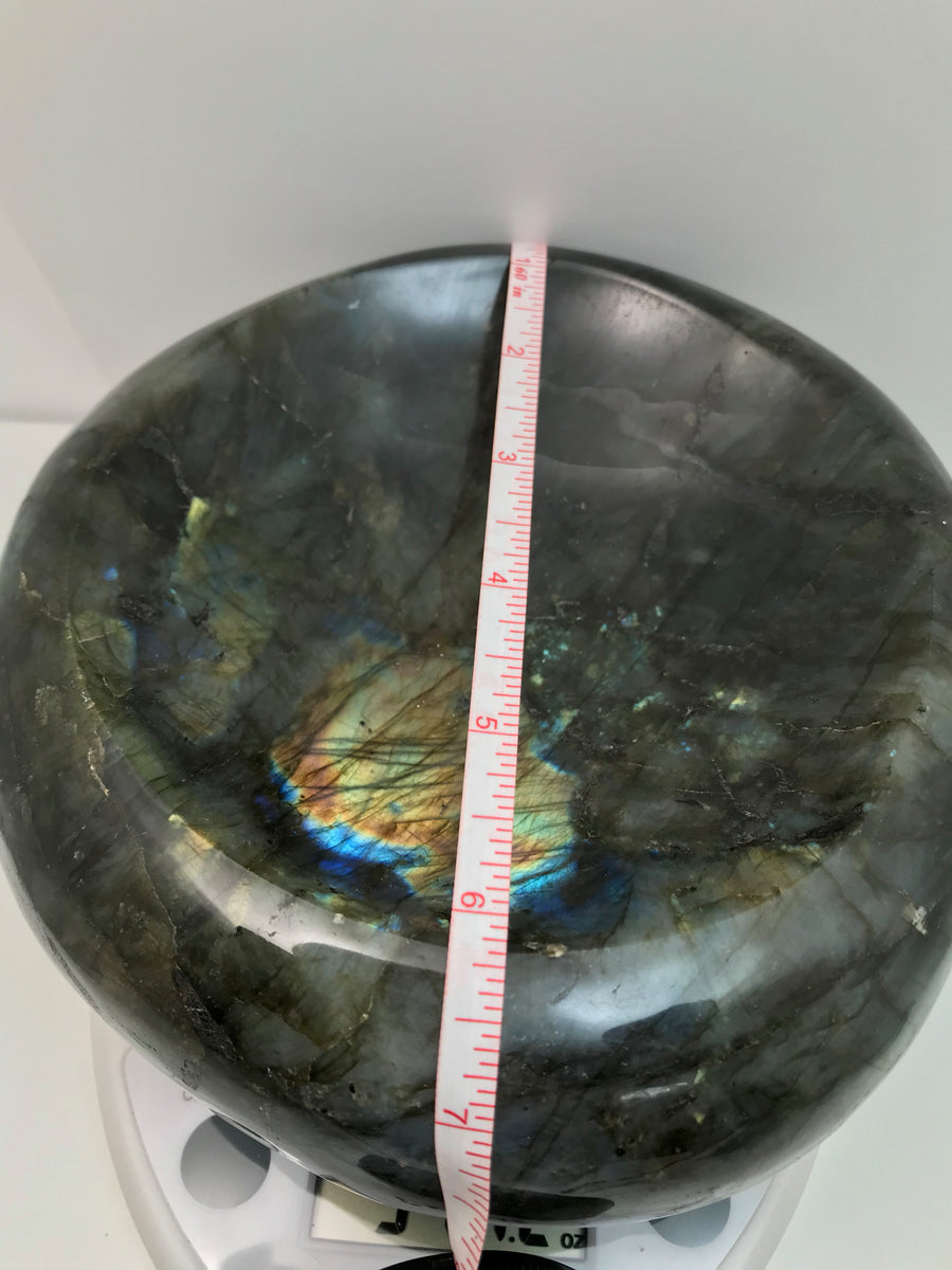 Flashy Labradorite Bowl, HUGE XXL 7 Inches, 5+ Pounds