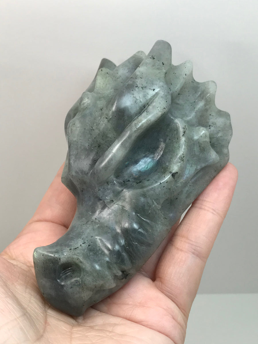 Labradorite Flash Dragon Head, 4 Inch