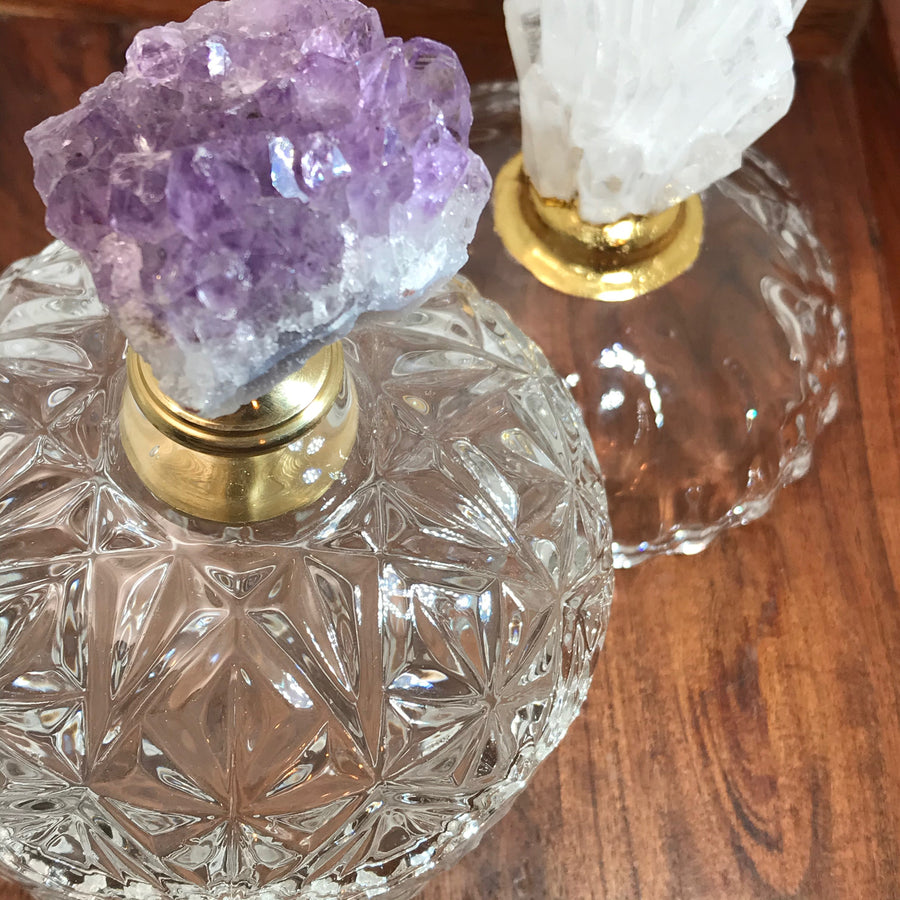 Amethyst Cluster Glass Bowl w/Lid