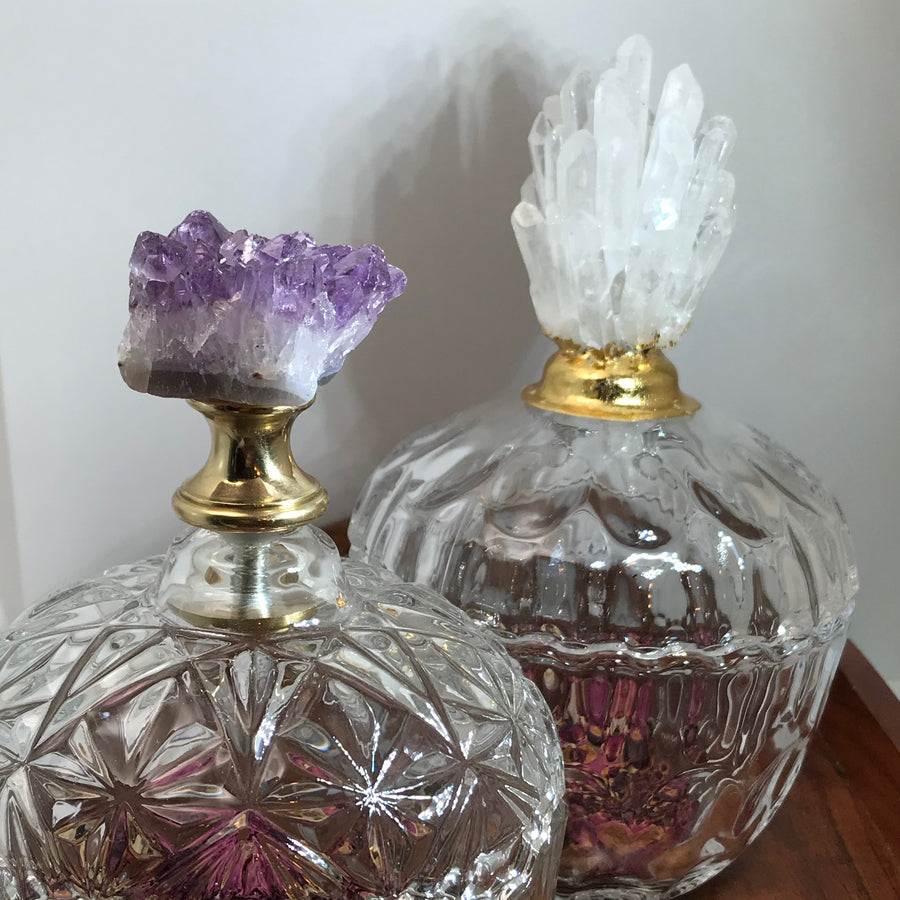 Amethyst Cluster Glass Bowl w/Lid