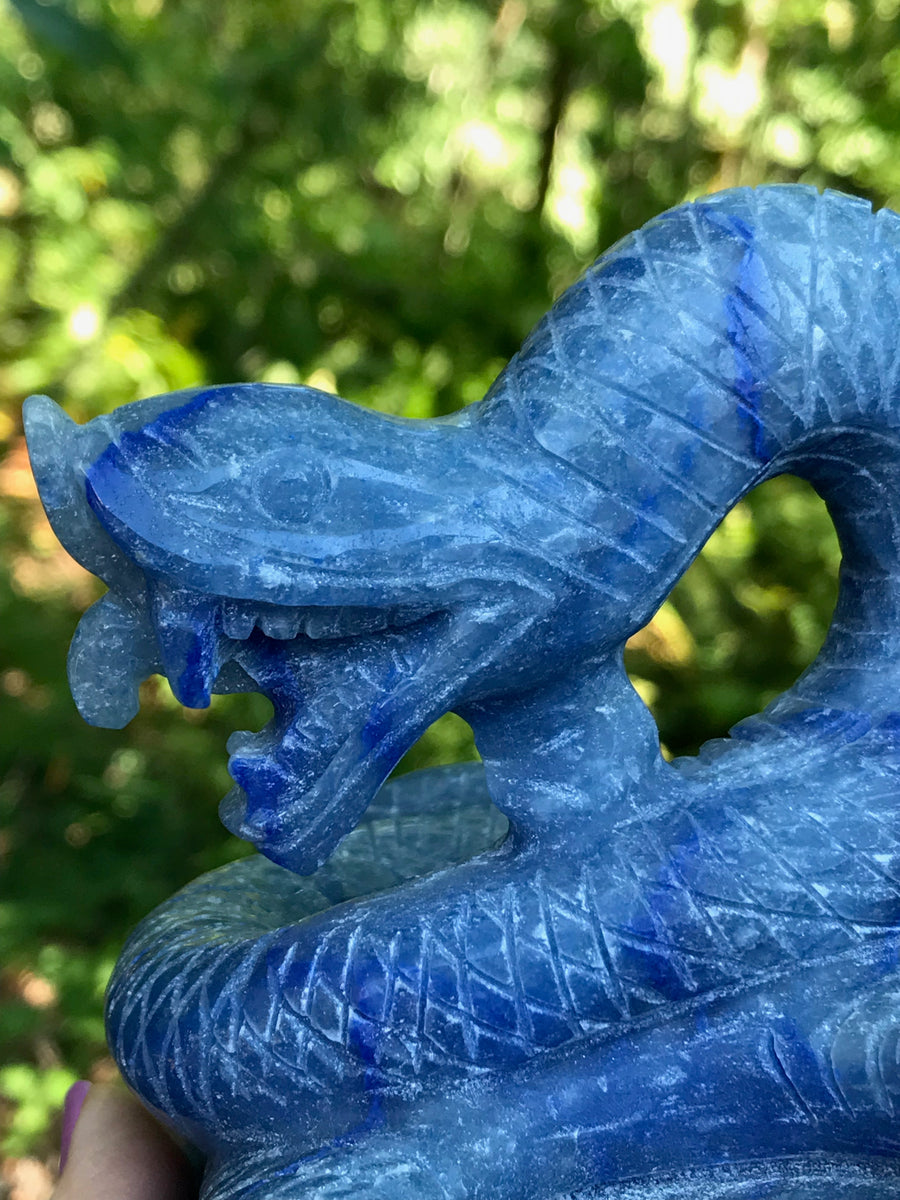 Snake Dragon Twin Tea Light Candle Holder, Altar Offering Bowl, Blue Aventurine