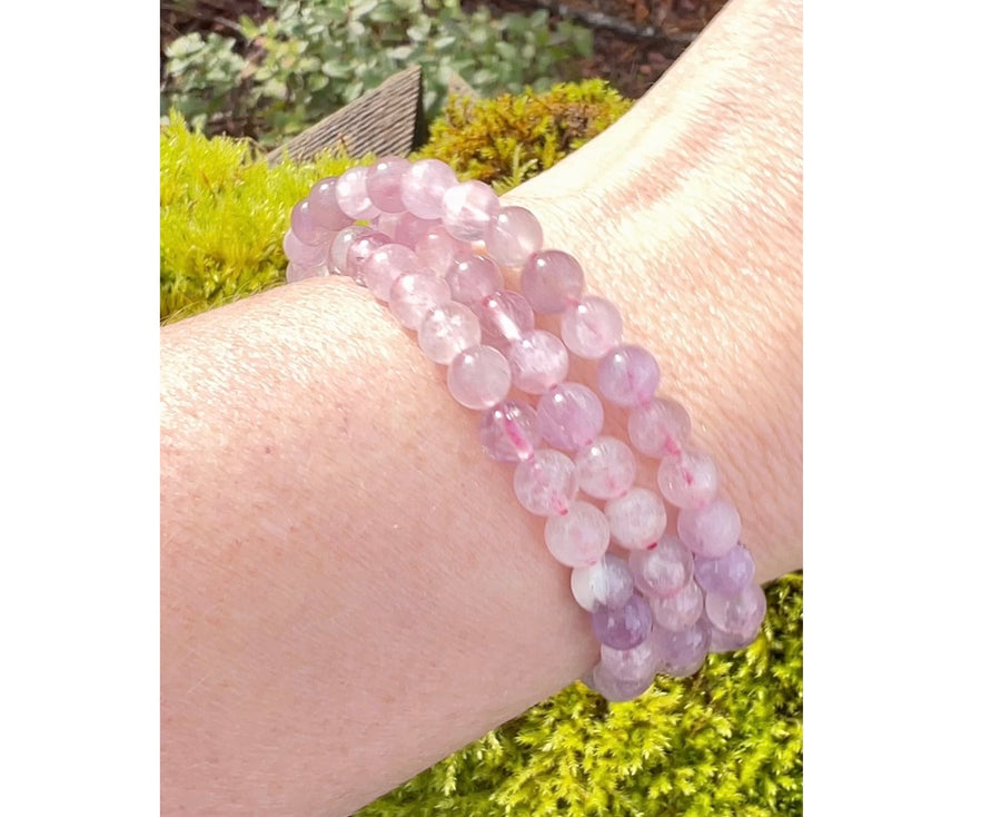 Stretchy Crystal Wrap 4-6 mm Bracelet/Necklace, Choose Your Favorite Rose Quartz or Amethyst
