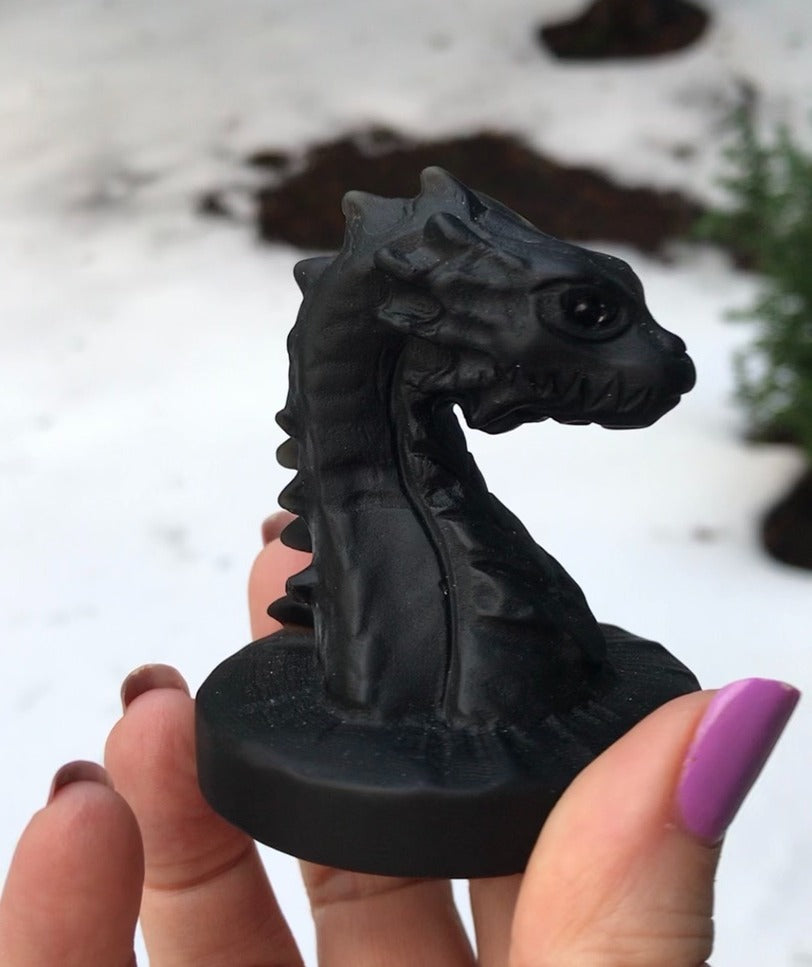 Black Obsidian Dragon Bust, Small